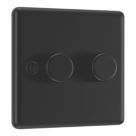 LAP  2-Gang 2-Way LED Dimmer Switch  Matt Black with Colour-Matched Inserts