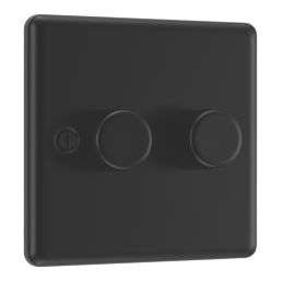 LAP  2-Gang 2-Way LED Dimmer Switch  Matt Black with Colour-Matched Inserts