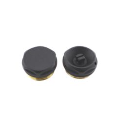 ETAL Danva 15mm x 1/2" Satin Black Angled & L/S Modern Thermostatic Radiator Valve & Lockshield