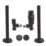 ETAL Danva 15mm x 1/2" Satin Black Angled & L/S Modern Thermostatic Radiator Valve & Lockshield