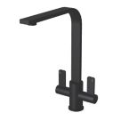 ETAL Stroud Twin Lever Kitchen Mixer Tap Matt Black