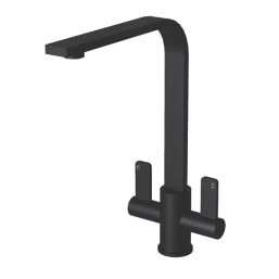 ETAL Stroud Twin Lever Kitchen Mixer Tap Matt Black