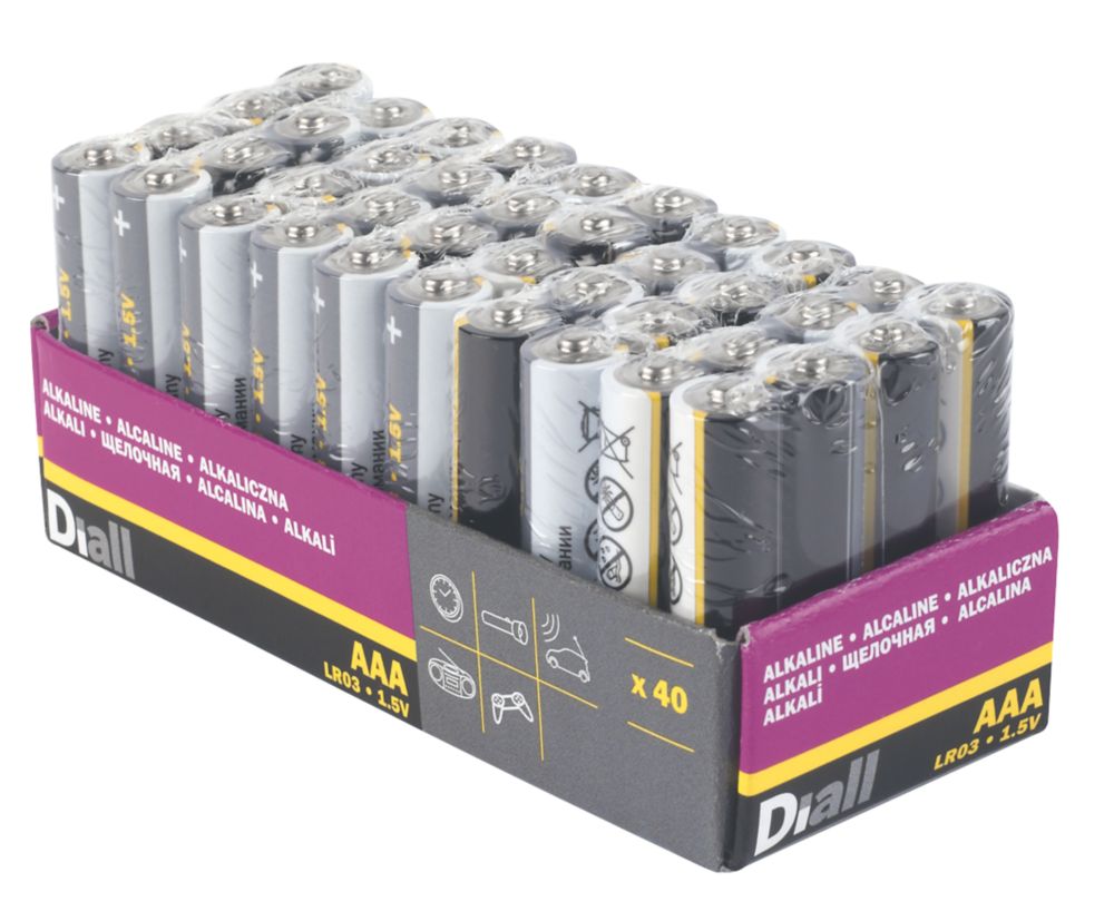 Diall AAA Alkaline Batteries 40 Pack Screwfix