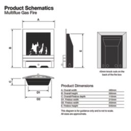 Focal Point Lulworth Stainless Steel Rotary Control Inset Gas Multiflue Fire 480mm x 108mm x 585mm