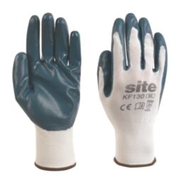 Site  Nitrile Coated Gloves White/Blue Large
