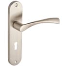 Smith & Locke Bude Fire Rated Lever Lock Door Handles Pair Brushed Nickel