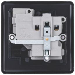 British General  Black 13A 1-Gang DP Switched Metal Clad Socket  with Colour-Matched Inserts