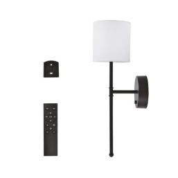 UME  Multi Colour Rechargeable LED Black Wall Lights with Drum Shade 4.9W 200lm 2 Pack