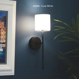 UME  Multi Colour Rechargeable LED Black Wall Lights with Drum Shade 4.9W 200lm 2 Pack