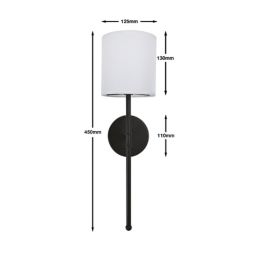 UME  Multi Colour Rechargeable LED Black Wall Lights with Drum Shade 4.9W 200lm 2 Pack