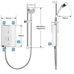 Mira Sport MTF White/Chrome 9kW  Electric Shower