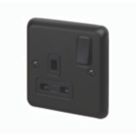 MK Contoura 13A 1-Gang DP Switched Plug Socket Black  with Colour-Matched Inserts