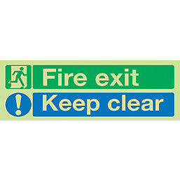 Nite-Glo  Photoluminescent "Fire Exit Keep Clear" Sign 150mm x 450mm