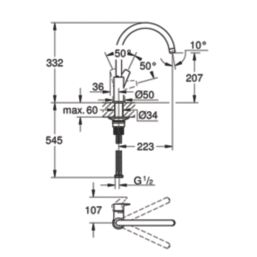 Grohe Start Edge Kitchen Mono Mixer Tap Chrome
