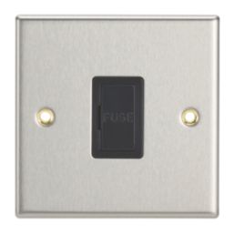 Contactum iConic 13A Unswitched Fused Spur  Brushed Steel with Black Inserts
