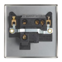 Contactum iConic 13A Unswitched Fused Spur  Brushed Steel with Black Inserts