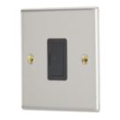Contactum iConic 13A Unswitched Fused Spur  Brushed Steel with Black Inserts