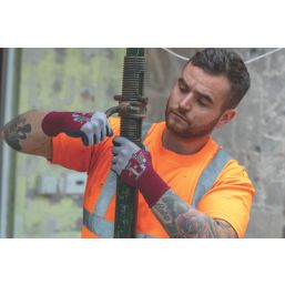 Wonder Grip WG-355 Dual  General Handling Gloves Maroon/Grey Large