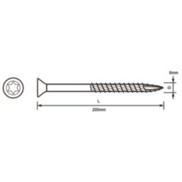 Turbo TX  TX Double-Countersunk  Multipurpose Screws 6mm x 200mm 50 Pack