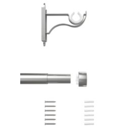 Rothley Brushed Stainless Steel Extendable Curtain Pole w/ Stud Finials 28mm x 71-120cm