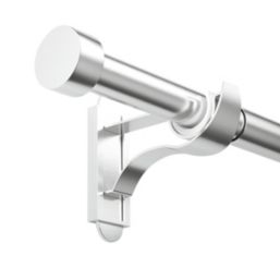 Rothley Brushed Stainless Steel Extendable Curtain Pole w/ Stud Finials 28mm x 71-120cm