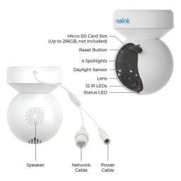 Reolink E560P PoE or Mains-Powered White Wired 4K Indoor & Outdoor Cylinder Pan & Tilt Camera