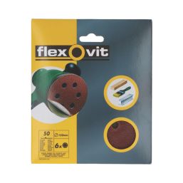 Flexovit  A203F 60 Grit 8-Hole Punched Multi-Material Sanding Discs 150mm 6 Pack