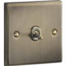 Knightsbridge  10AX 1-Gang Intermediate Switch Antique Brass with Colour-Matched Inserts