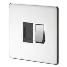 Crabtree Platinum 13A Switched Fused Spur  Polished Chrome with Black Inserts