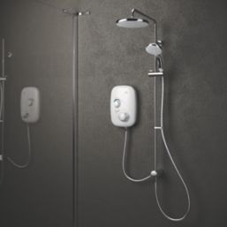 Mira Event XS Dual Gravity-Pumped White/Chrome Thermostatic Power Shower
