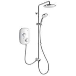 Mira Event XS Dual Gravity-Pumped White/Chrome Thermostatic Power Shower