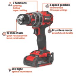 Einhell Professional TP-CD 18/60 Li-i BL 18V 1 x 2.0Ah Li-Ion Power X-Change Brushless Cordless Hammer Drill