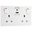 British General 900 Series 13A 2-Gang SP Switched Socket + 3A 30W 2-Outlet Type A & C USB Charger White