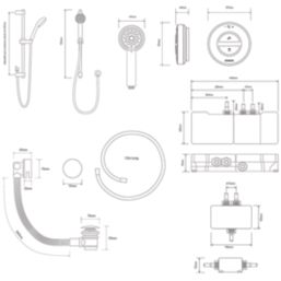 Aqualisa Smart Link Gravity-Pumped Rear-Fed Chrome Thermostatic Shower with Bath Overflow Filler