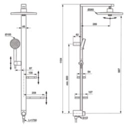 Ideal Standard Alu+  HP/Combi Flexible Exposed Silk Black Thermostatic Mixer Shower