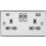 Knightsbridge  13A 2-Gang SP Switched Socket + 4.0A 20W 2-Outlet Type A & C USB Charger Polished Chrome with Grey Inserts