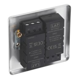 LAP  2-Gang 2-Way LED Dimmer Switch  Brushed Steel with Colour-Matched Inserts