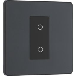 British General Evolve 1-Gang 2-Way LED Single Secondary Trailing Edge Touch Dimmer Switch  Grey with Black Inserts