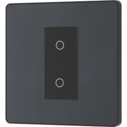 British General Evolve 1-Gang 2-Way LED Single Secondary Trailing Edge Touch Dimmer Switch  Grey with Black Inserts