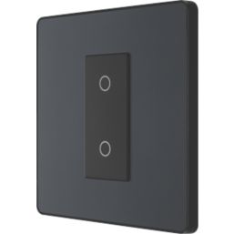 British General Evolve 1-Gang 2-Way LED Single Secondary Trailing Edge Touch Dimmer Switch  Grey with Black Inserts
