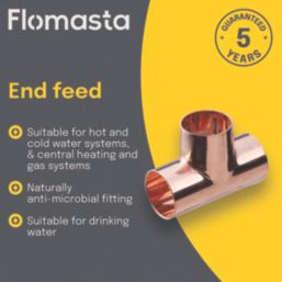 Flomasta  Copper End Feed Equal Tee 28mm
