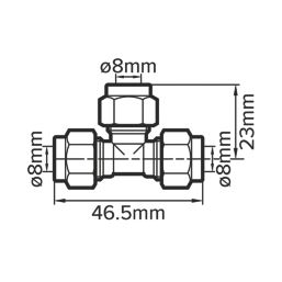 Flomasta  Brass Compression Equal Tee 8mm