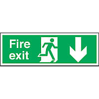 Non Photoluminescent "Fire Exit" Down Arrow Sign 150 x 450mm