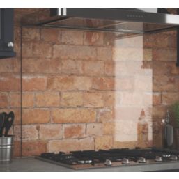 Splashback  Clear with Brushed Chrome Caps Splashback 900mm x 750mm x 6mm