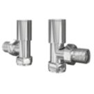 ETAL Rise 15mm x 1/2" Chrome Angled Designer Manual Radiator Valve Head & Body  2 Pack