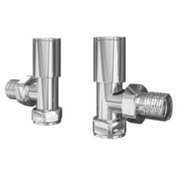 ETAL Rise 15mm x 1/2" Chrome Angled Designer Manual Radiator Valve Head & Body  2 Pack