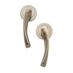 Designer Levers Marvel Lever on Rose Door Handle Pair Antique Brass