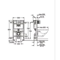 Grohe Rapid SL 3-in-1 Wall-Hung WC Frame Set 820mm