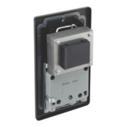 LAP  2-Gang Dual Voltage Shaver Socket 115/240V Matt Black with Black Inserts