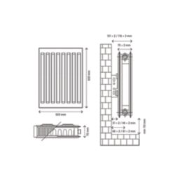 Flomasta 600mm x 500mm 2280BTU White Type 21 Convector Radiator
